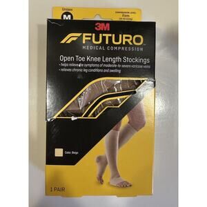 3M Futuro Medical Compression Open Toe Knee Length Stockings 20-30mg Size M~NEW